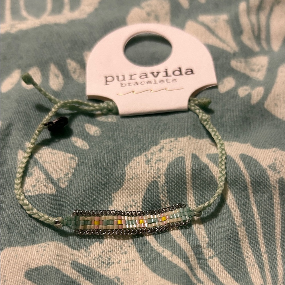 Pura Vida Mint Seed Bead ID Bracelet